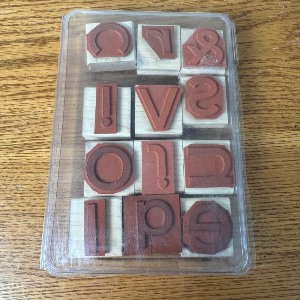 Stampin Up Big Deal Alphabet Wood Mount Rubber Stamp Set of 24 Double Sided